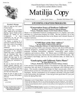 Matilija Copy Vol