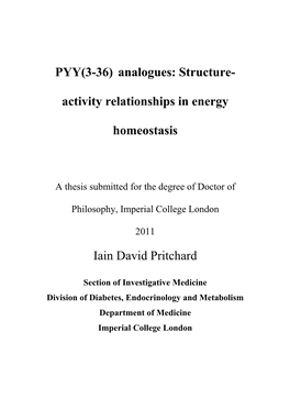 PYY(3-36) Analogues: Structure