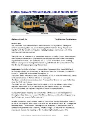 Chiltern Railways Passenger Board - 2014-15 Annual Report