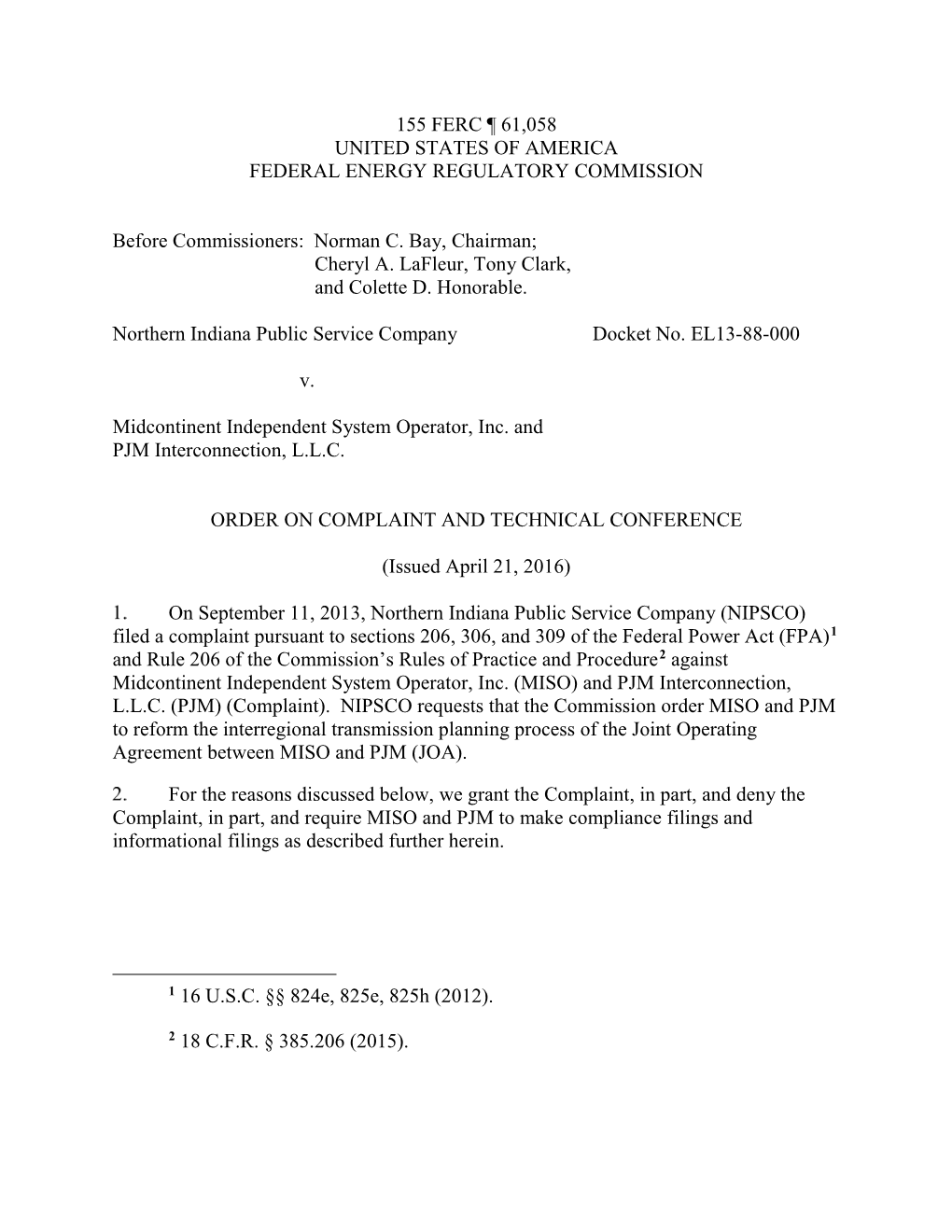 Northern Indiana Public Service Company V. Midcontinent