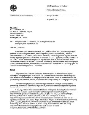 A Letter DOJ Sent to RT in August