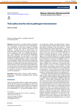 Tick Saliva and Its Role in Pathogen Transmission