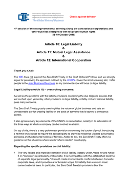 Mutual Legal Assistance & Article 12: International Cooperation