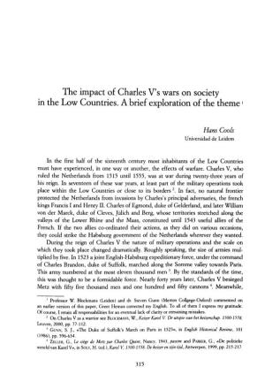The Impact of Charles V's Wars on Society in the Low Countries. a Brief Exploration of the Theme
