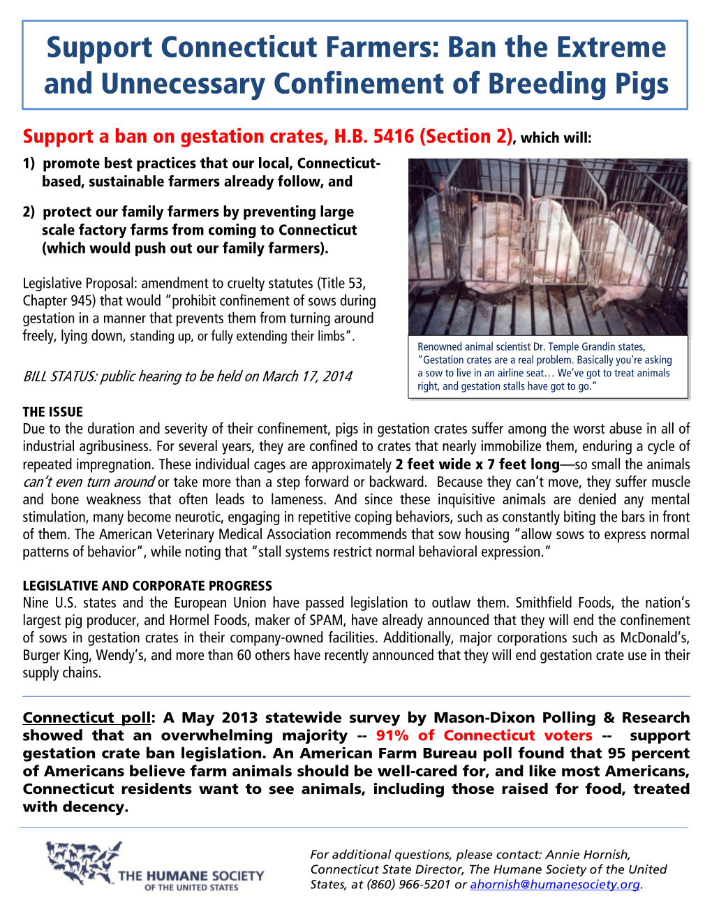 Support Connecticut Farmers: Ban the Extreme and Unnecessary Confinement of Breeding Pigs
