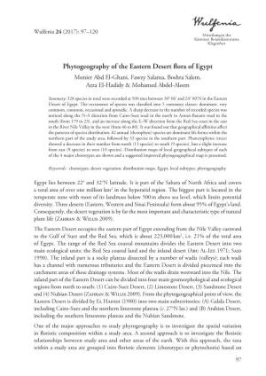 Phytogeography of the Eastern Desert Flora of Egypt Monier Abd El-Ghani, Fawzy Salama, Boshra Salem, Azza El-Hadidy & Mohamed Abdel-Aleem