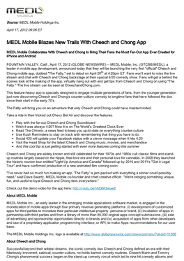 MEDL Mobile Blazes New Trails with Cheech and Chong App
