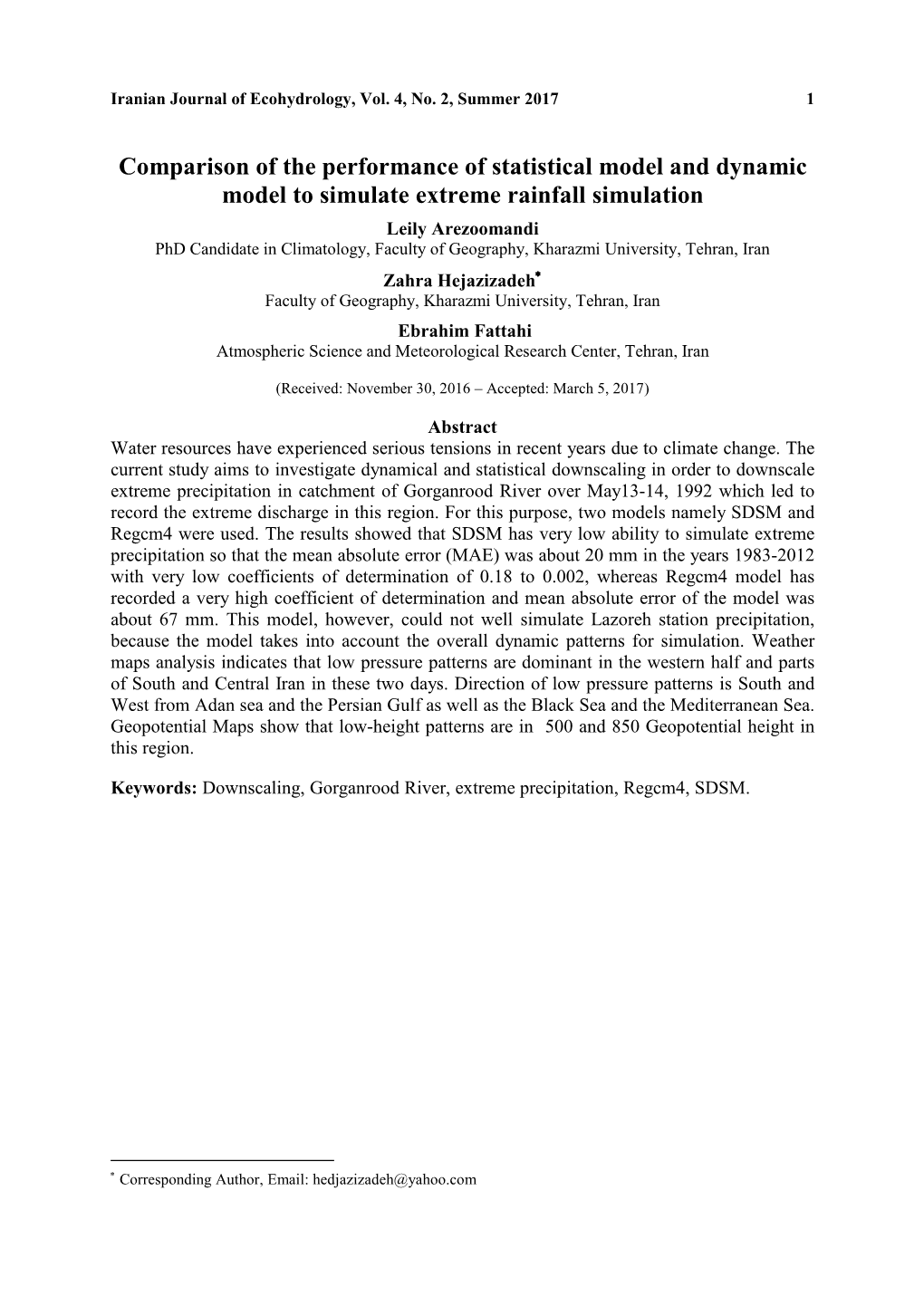 Comparison of the Performance of Statistical Model and Dynamic