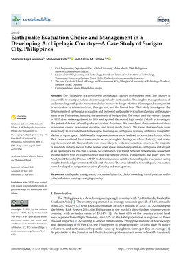 Earthquake Evacuation Choice and Management in a Developing Archipelagic Country—A Case Study of Surigao City, Philippines