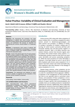 Vulvar Pruritus: Variability of Clinical Evaluation and Management