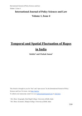 Temporal and Spatial Fluctuation of Rapes in India