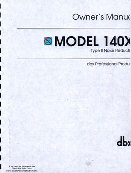 DBX Model 140X Type II Noise Reduction Unit Manual