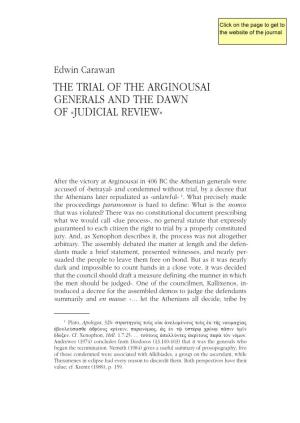 The Trial of the Arginousai Generals and the Dawn of «Judicial Review»