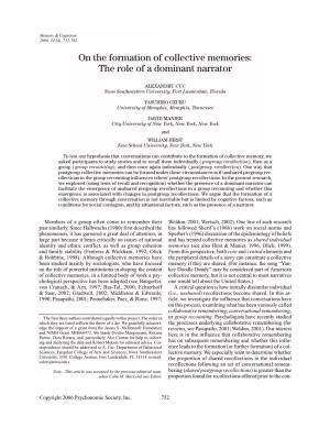 On the Formation of Collective Memories: the Role of a Dominant Narrator