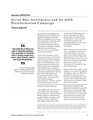 Soviet Bloc Intelligence and Its AIDS Disinformation Campaign