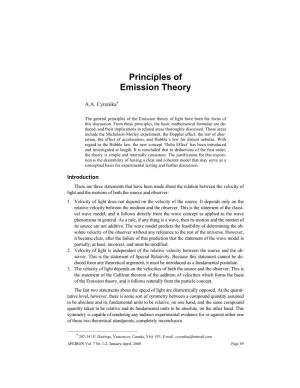 Principles of Emission Theory