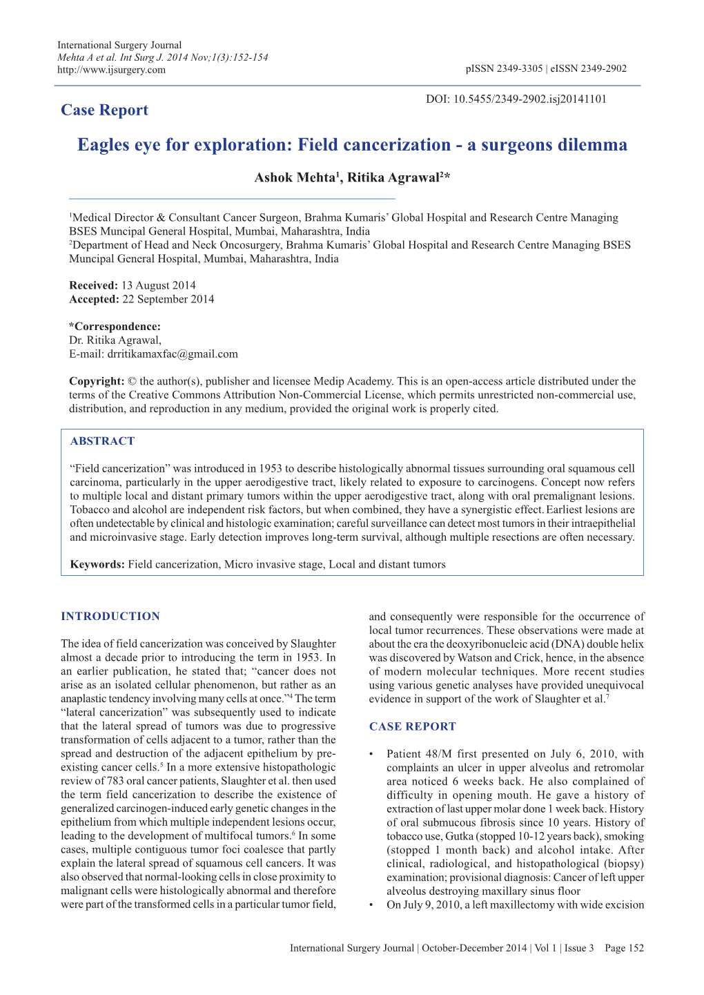 Field Cancerization - a Surgeons Dilemma