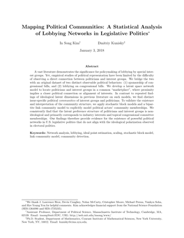 A Statistical Analysis of Lobbying Networks in Legislative Politics∗