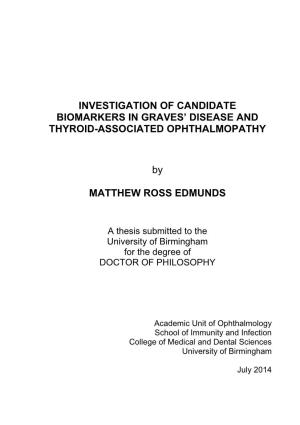 Investigation of Candidate Biomarkers in Graves' Disease and Thyroid
