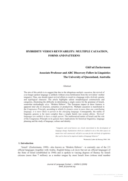 Downloaded from Brill.Com09/25/2021 11:36:06AM Via Free Access Hybridity Versus Revivability 41