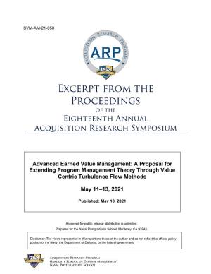 Excerpt from the Proceedings of the Eighteenth Annual Acquisition Research Symposium