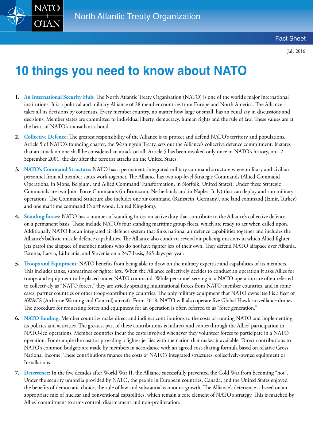 10 Things You Need to Know About NATO