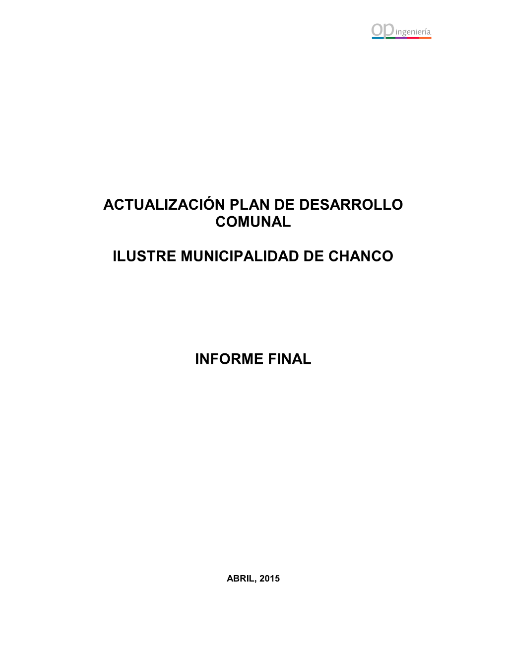 Plan Desarrollo Comunal 2015 / Pladeco