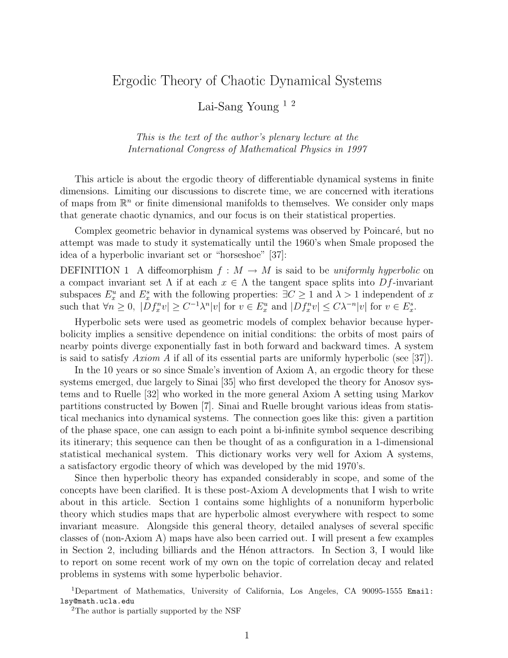 Ergodic Theory of Chaotic Dynamical Systems