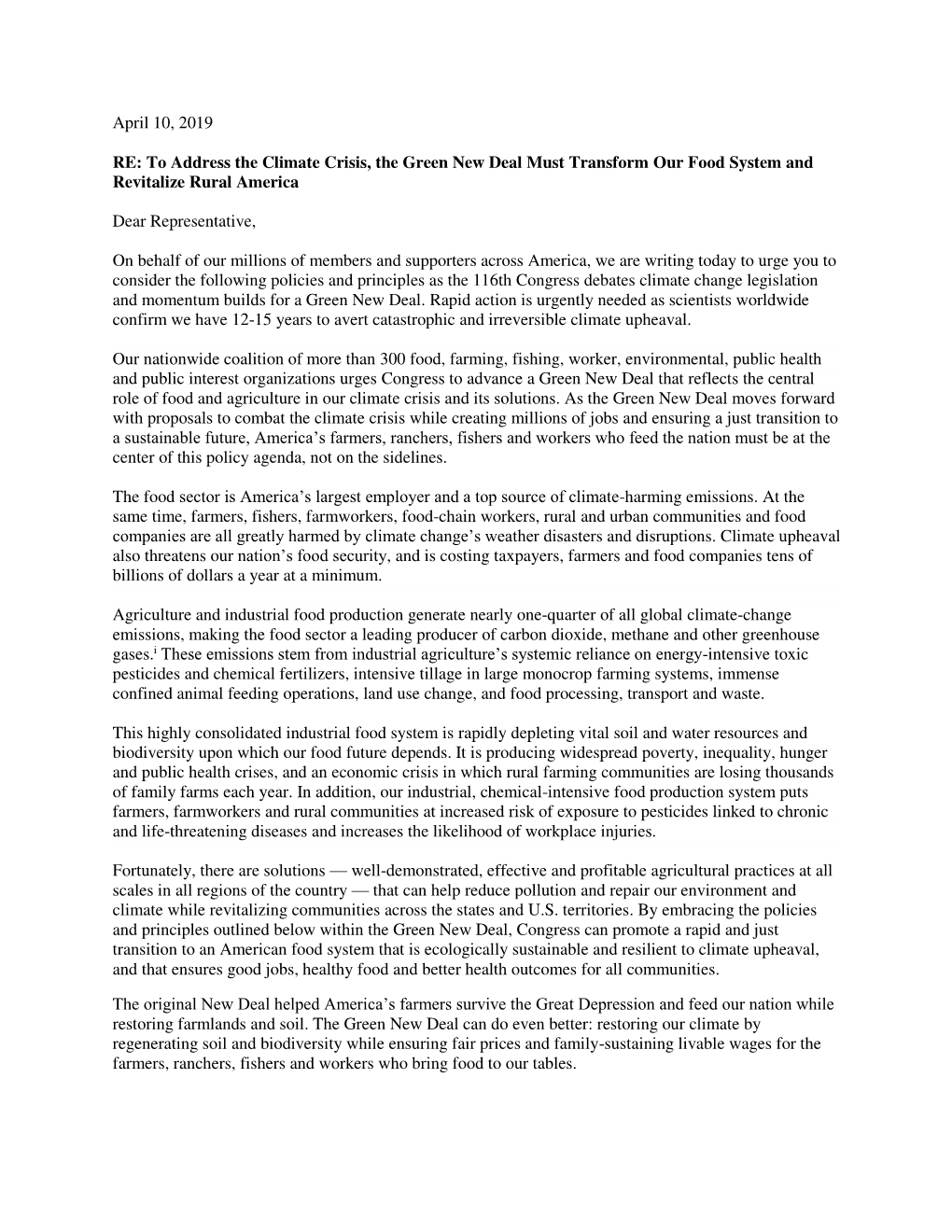 To Address the Climate Crisis, the Green New Deal Must Transform Our Food System and Revitalize Rural America