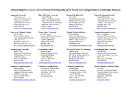 Initial Eligibility Contacts for Institutions Participating in the South Dakota Opportunity Scholarship Program