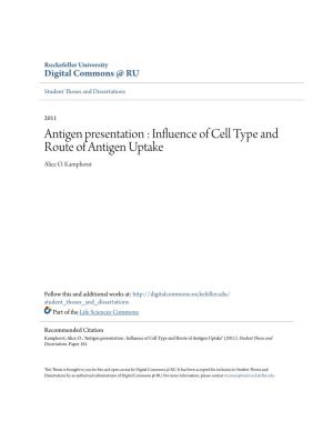 Antigen Presentation : Influence of Cell Type and Route of Antigen Uptake Alice O