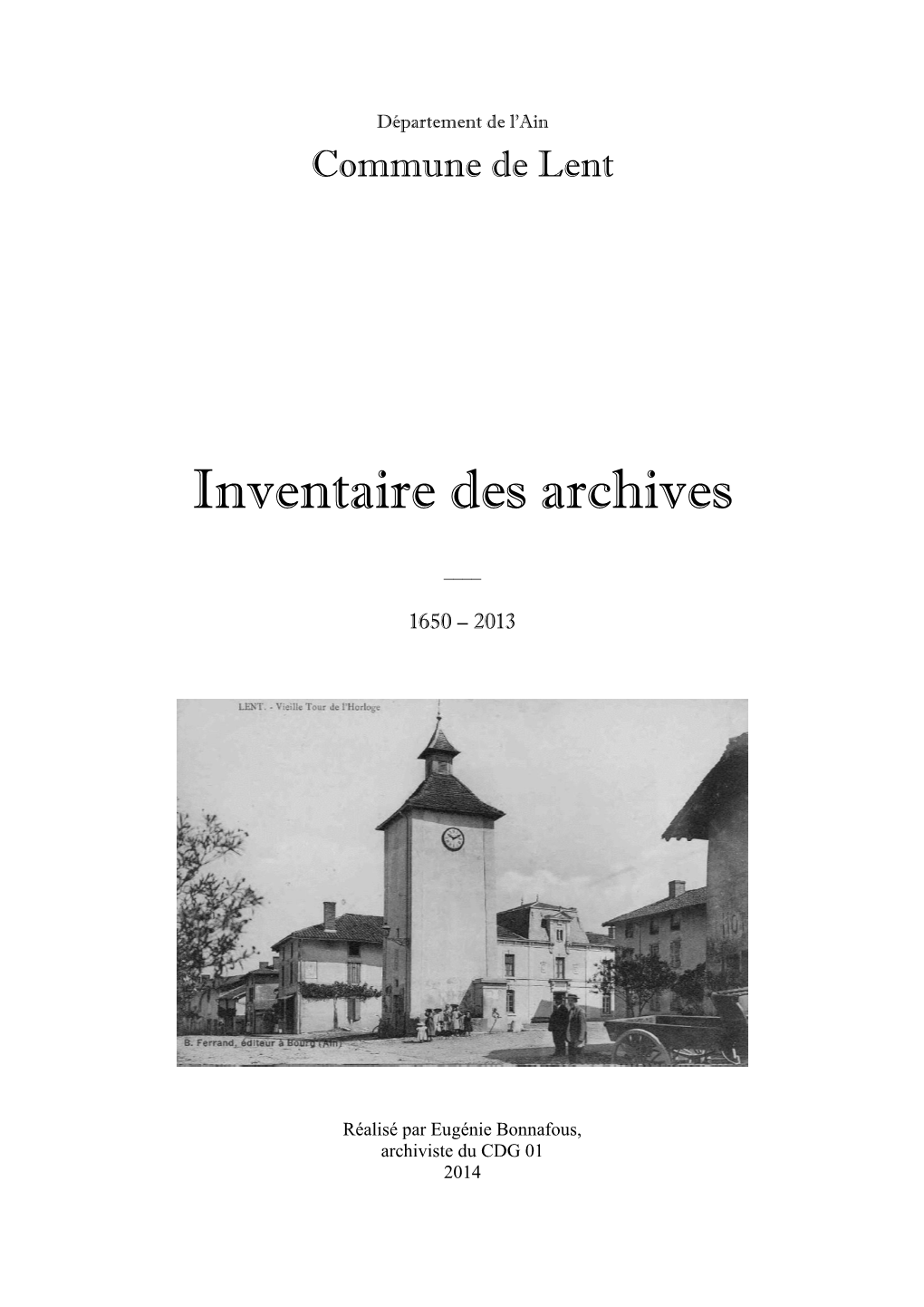 Inventaire Des Archives