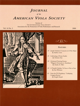 Journal of the American Viola Society Volume 16 No. 3, 2000