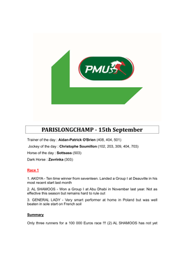 PARISLONGCHAMP - 15Th September