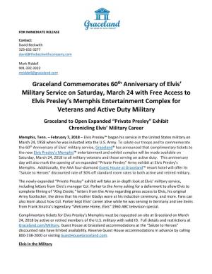 Graceland Commemorates 60Th Anniversary of Elvis' Military Service