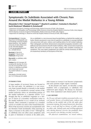 Symptomatic Os Subtibiale Associated with Chronic Pain Around the Medial Malleolus in a Young Athlete Alexandar A