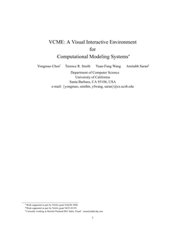 VCME: a Visual Interactive Environment for Computational Modeling Systems