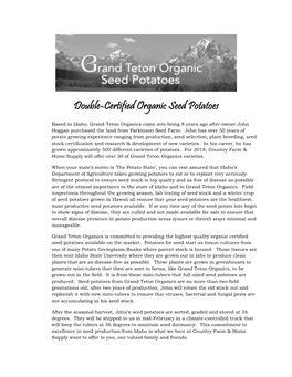 Double-Certified Organic Seed Potatoes
