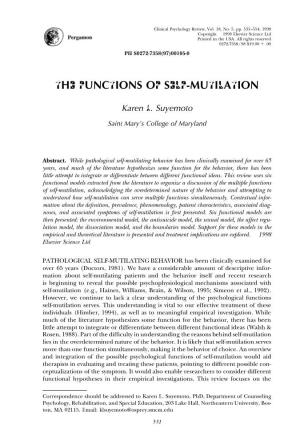 The Functions of Self-Mutilation
