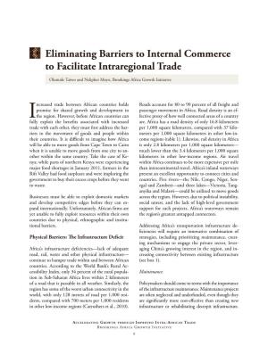 Eliminating Barriers to Internal Commerce to Facilitate Intraregional Trade