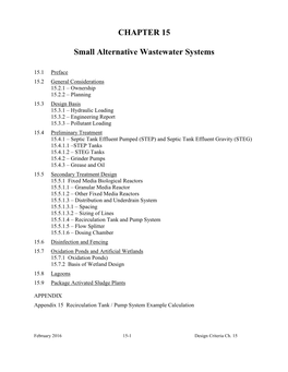 CHAPTER 15 Small Alternative Wastewater Systems