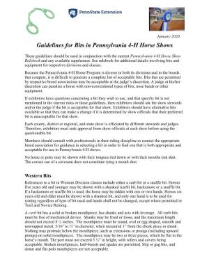 Bit Guidelines for Use in 4-H Horse Shows
