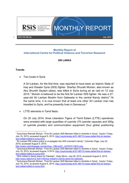 1 Monthly Report of International Centre for Political Violence And