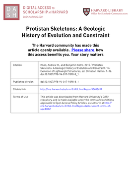 Protistan Skeletons: a Geologic History of Evolution and Constraint