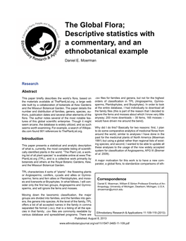 The Global Flora; Descriptive Statistics with a Commentary, and an Ethnobotanical Example Daniel E
