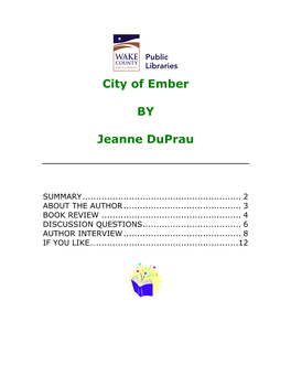 City of Ember by Jeanne Duprau, You Might Like the Following Books, Too!!