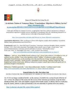 Yamassee-Moors “Conscientious Objection to Military Service” Ny.Un.Org/Doc/RESOLUTION/GEN/G12/152/88/PDF/G1215288.Pdf?Openelement