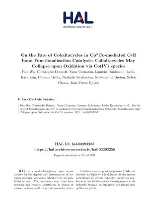 Cobaltacycles May Collapse Upon Oxidation V