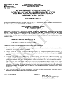 Authorization to Discharge Under the National