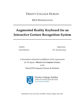 Augmented Reality Keyboard for an Interactive Gesture Recognition System